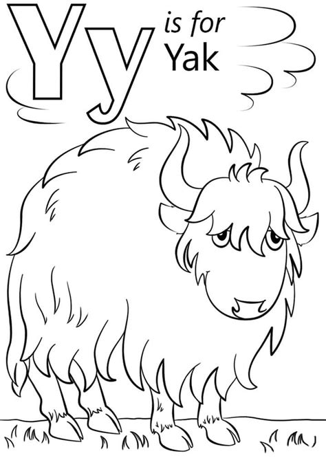 Yak Letter Y Coloring Page - Free Printable Coloring Pages for Kids