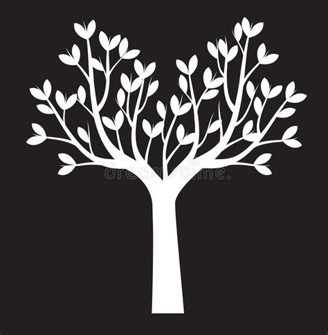 Set Of White Naked Trees On Black Background Vector Illustration And Concept Pictogram Stock