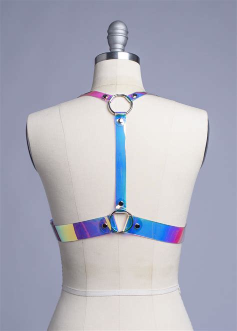 Apatico Holographic Iridescent Clear Pvc Harness Rainbow Hologram