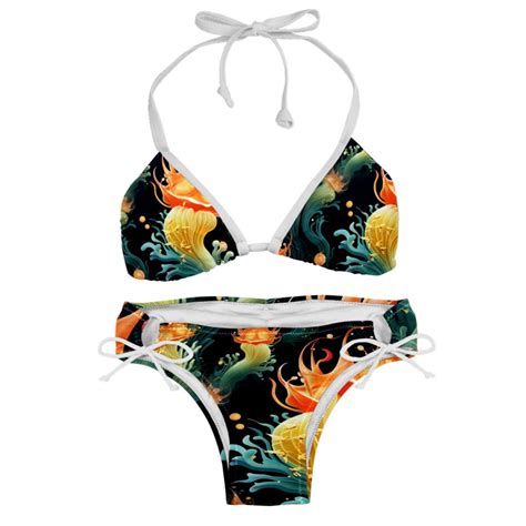 Sea Slug Detachable Sponge Adjustable Strap Bikini Set Swimsuit Pack Beach Pool Swimwear