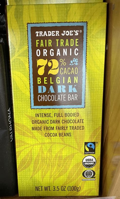 2 Bars Trader Joes Organic 72 Cacao Belgian Dark Chocolate 35 Oz Bar Ebay