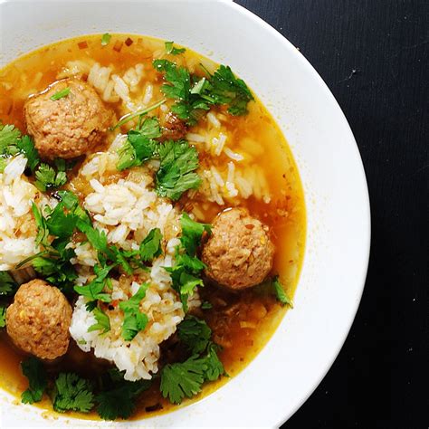 Thai Rice Soup With Pork Meatballs White Plate Blank Slate
