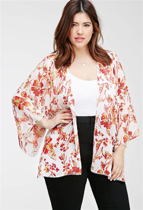 Plus Size Floral Chiffon Kimono Plus Size Outfits Sewing Clothes