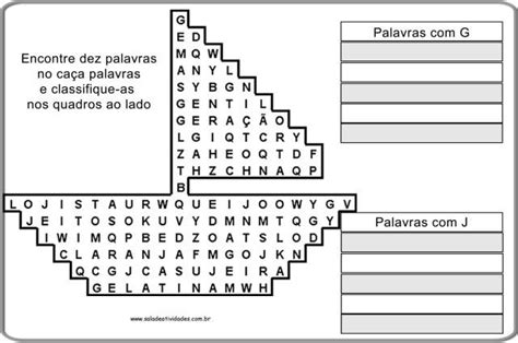 Palavras Com G Som De J - 37 Atividades com G ou J | Palavras com g, Palavras com j, Atividades ...