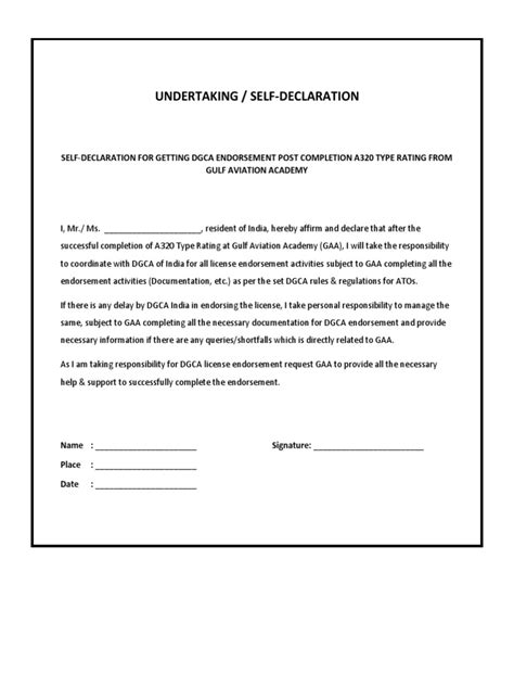 Self Declaration Letter Pdf