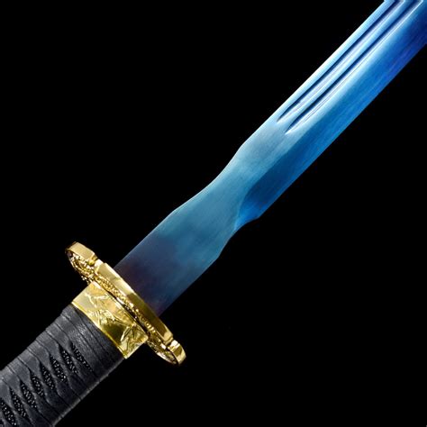 Katana Mit Blauer Klinge | Handgefertigtes Japanisches Katana-schwert ...