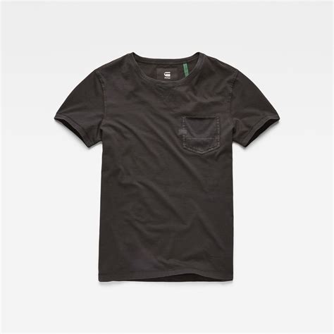 Muon Pocket T Shirt Dark Black Men G Star Raw® Raw Clothing Neck
