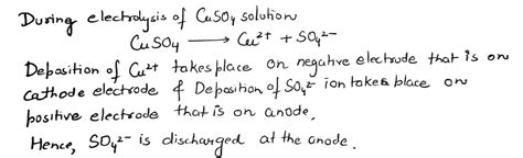 In Electrolysis Of Dilute Solution Of Cuso4 Products Formed At Cathode And At Anode Are