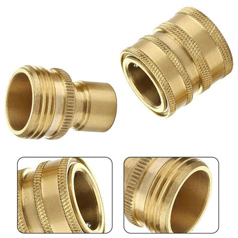 Garden Hose Quick Connect Fittings 3 4 Inch GHT Solid Brass Set 1