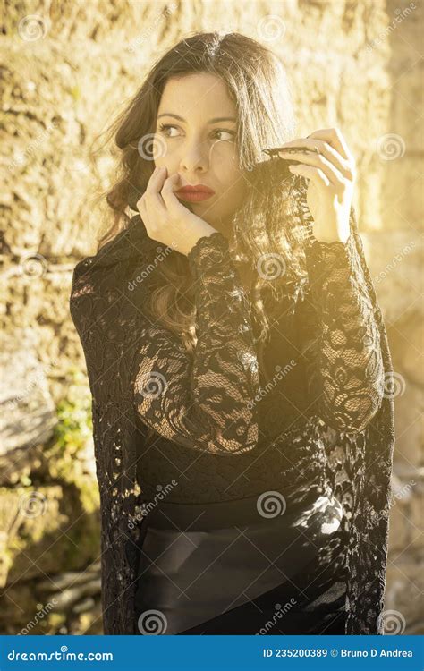Gorgeous Glamour Brunette Model In Location Stock Image Image Of Fashion Dress