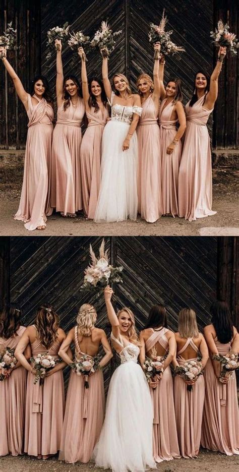 Cheap Long Blush Pink Bridesmaid Dresses Convertible Maxi Dress Artofit