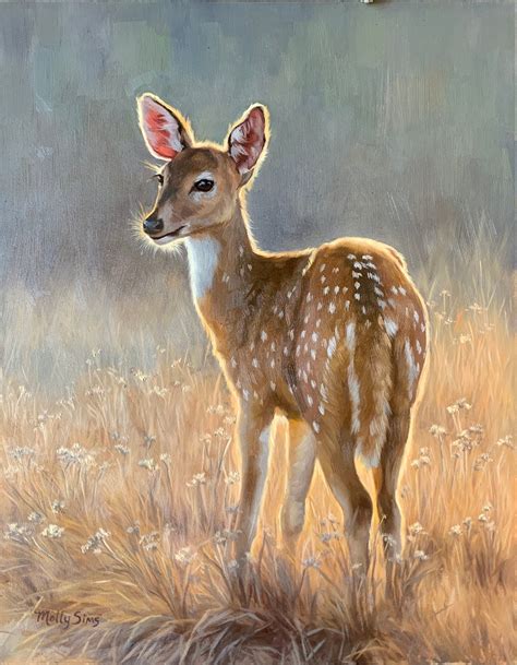 Fawn Painting Deer Painting Deer Art Wildlife Painting Etsy Uk