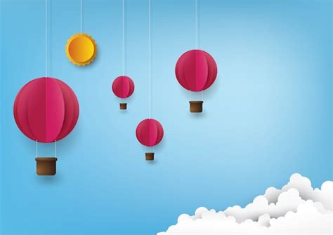 Premium Vector Hot Air Balloon And Cloud