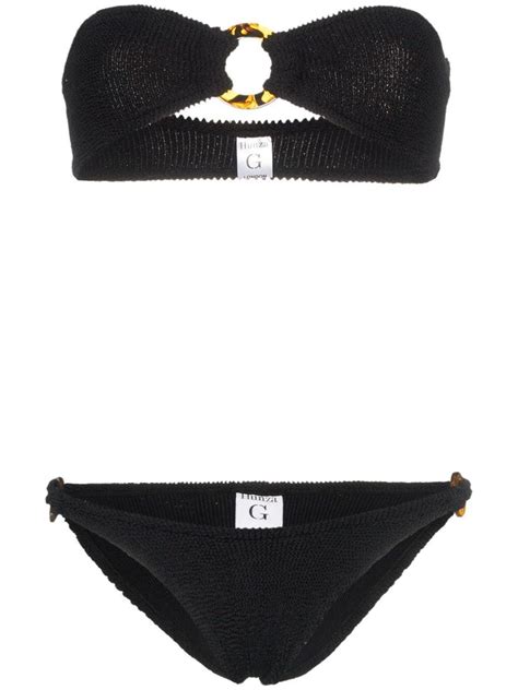 Hunza G Gloria Bandeau Bikini With Rings Black Editorialist