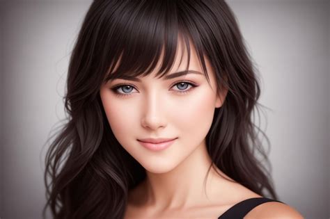 Premium AI Image Portrait Of A Beautiful Brunette In A Photo Studio Generative AI