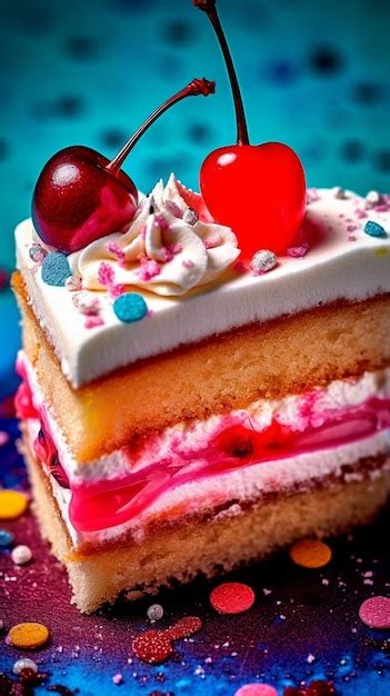 Premium Ai Image A Piece Of Cake With A Cherry On Top