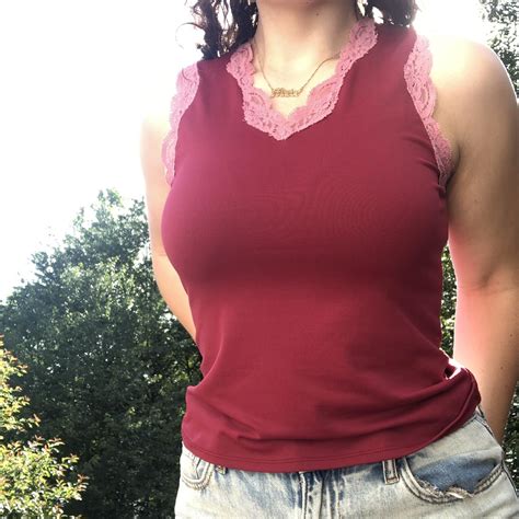 Hot Pink Y K Lace Tank Top From Only Hearts Nyc Depop