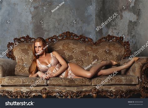 Стоковая фотография 483044968 Sexy Girl Lying On Sofa Blonde Shutterstock