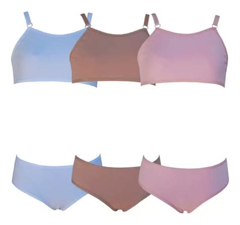 Kit Conjuntos Lingerie Infantil Calcinha E Top Lisos Mercadolivre