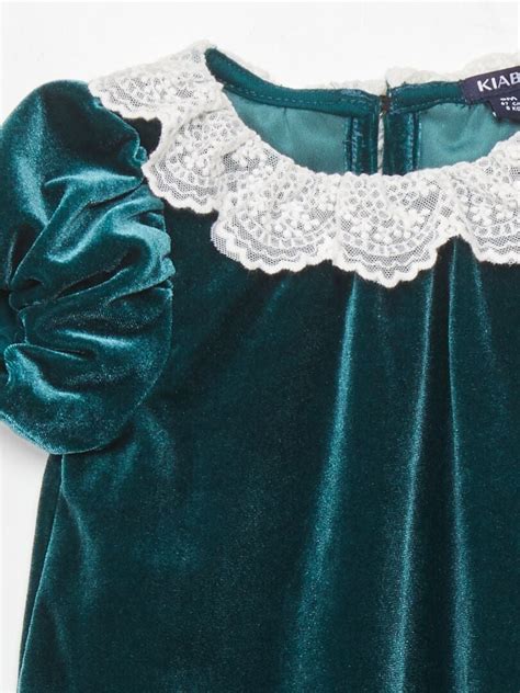 Vestido Em Veludo Decote Em Tule Bordado VERDE Kiabi 12 00