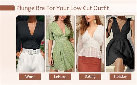 Haci Women S Deep U Plunge Bra Low Cut Push Up Padded Underwire Multiway Everyday Comfort Nude