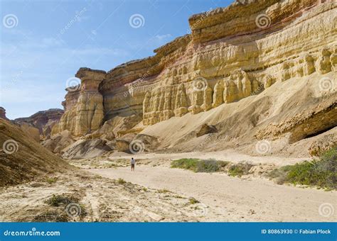 Impressive Natural Canyon in the Namibe Desert of Angola Stock Photo