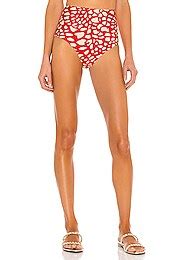PatBO Spotted Ruffle Bikini Top In Red Cream REVOLVE