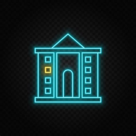 Edificio Neón Vector Icono Azul Y Amarillo Neón Vector Icono Vector