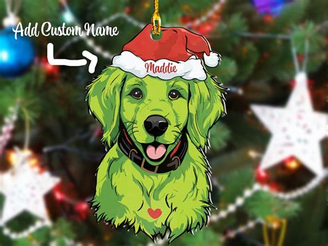 The Grinch Inspired Golden Retriever Acrylic Christmas Etsy