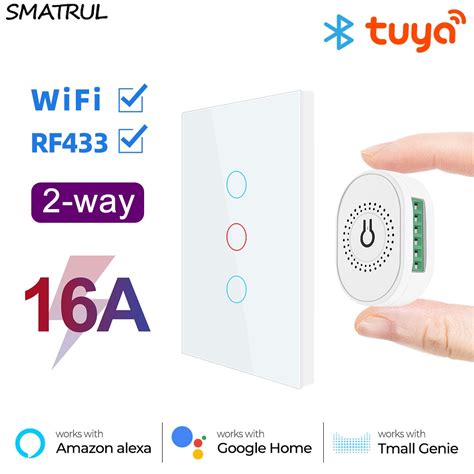 SMATRUL 16A Tuya WiFi RF433 Eua Inteligente Interruptor De Toque Sem