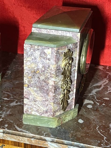 French Art Deco Marble Mantle Clock Garniture EBay