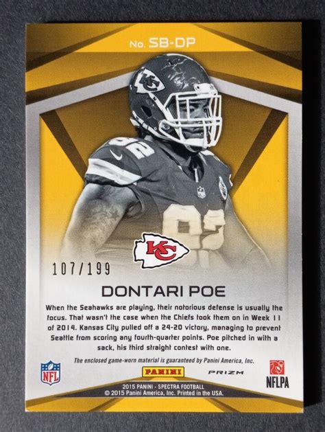 Panini Spectra Sunday Best Game Used Worn D Dontari Poe Sb