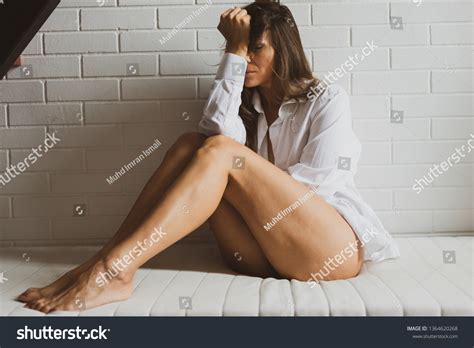 Sad Depressed Caucasian Lady Semi Nude Stock Photo Shutterstock