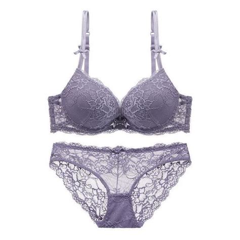 Ensemble Lingerie Femme En Dentelle Ponge Avec Maintien Parfait Et Effet Rehaussant Violet