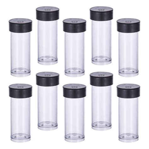 Onaparter 40 Pcs Black Cap Bottle Beads Storage Container Tubes With