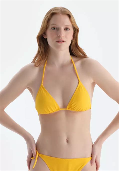 Buy Dag Yellow Triangle Top Bikini Top Triangle Small Removable Padding Non Wired Swimwear