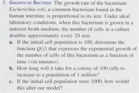 Solved 3. GRowth of Bacteria The growth rate of the | Chegg.com