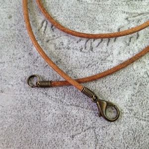 2mm Natural Leather Cord Necklace W Antique Bronze Lobster Clasp