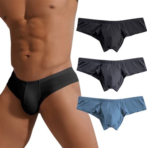 Pholeey Mens Micro Modal Bikini Briefs Low Rise Half Back Coverage Mens Brief Underwear