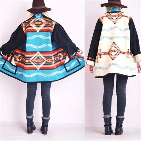 Vtg Rainbow Pendleton Navajo Wool Native Indian Jacket Blanket