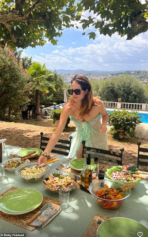 Binky Felstead Stuns In An Orange Bikini As She Swims In The Sea With Her Son In France Daily