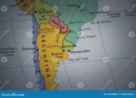 Uruguay On The Political World Map Stock Image Image Of Culture