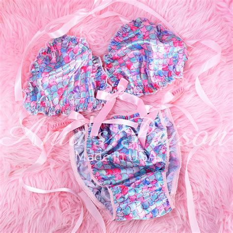 Rainbow Fish Satin Polyester Pink Mermaid Scale String Bikini Sissy Mens Underwear Movie