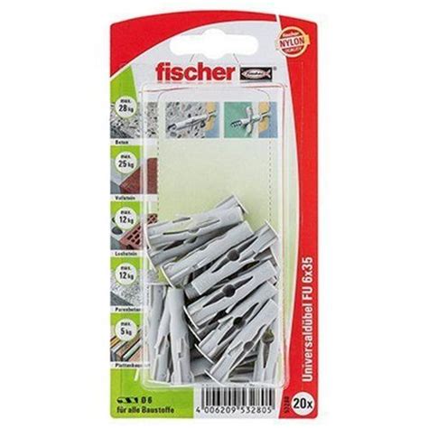 Fischer Lot De 20 Chevilles Universelle FU 6 X 35 Mm K 53280