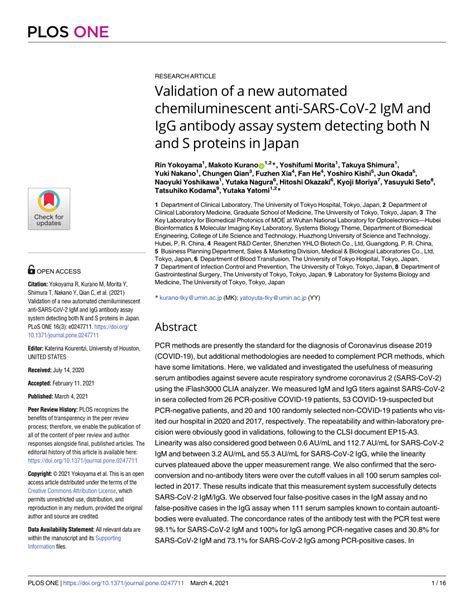 Pdf Validation Of A New Automated Chemiluminescent Anti Sars Cov