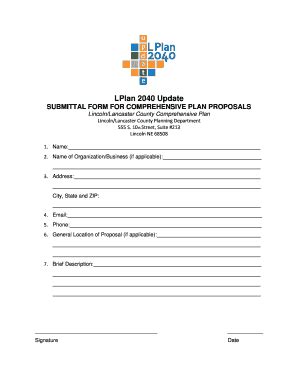 Fillable Online Lincoln Ne LPlan 2040 Update SUBMITTAL FORM FOR