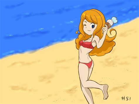 Detesu Mona Warioware Nintendo Warioware Highres 1girl Ass Beach Bikini Blue Eyes