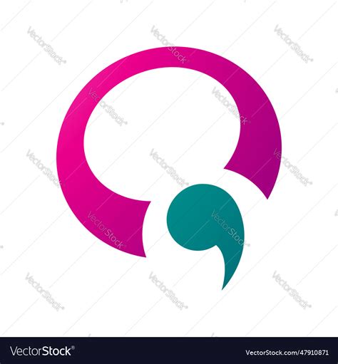 Magenta And Green Comma Shaped Letter Q Icon Vector Image