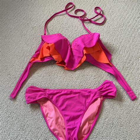 Victorias Secret Pink Bikini Set Bright Pink And Depop