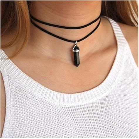 Amazon Kercisbeauty Black Wrap Velvet Choker With Black Gemstones